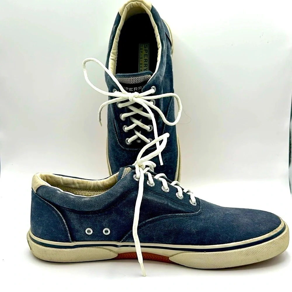 Sperry Top Sider Shoes Mens 11M Halyard CVO Sneakers 1772905 Blue Canvas Lace Up